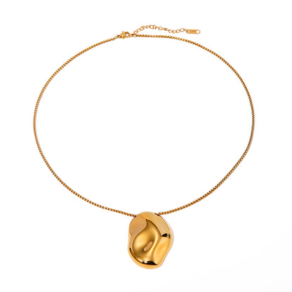 Gold Pebble Pendant Necklace for Women – Minimal Sculpted Charm