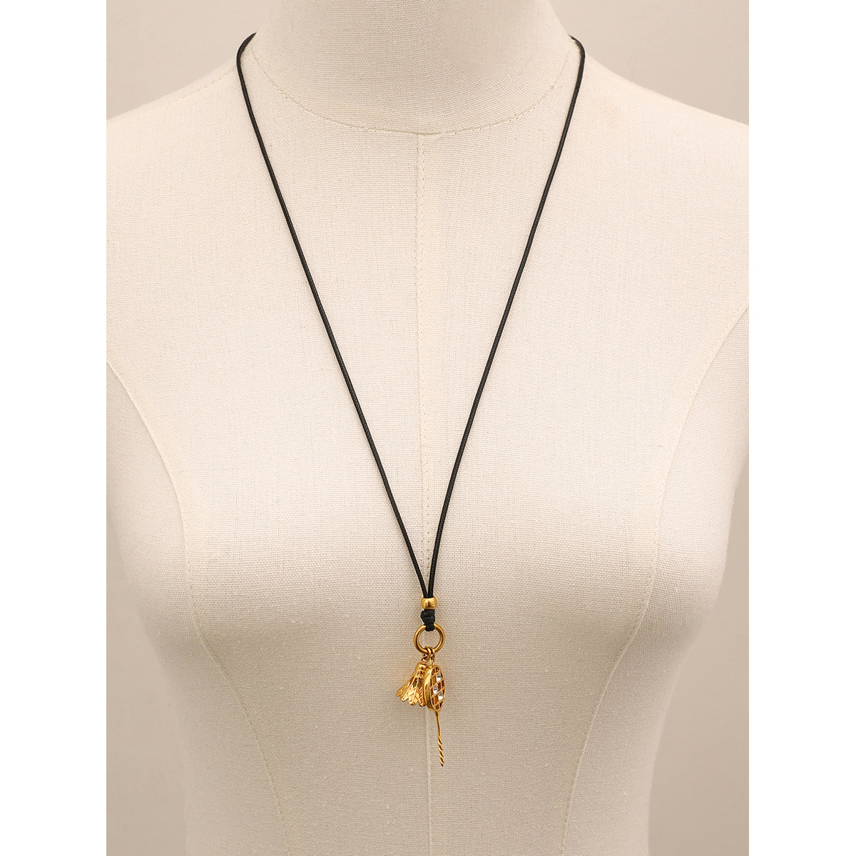 Boho Black Cord Seashell Necklace