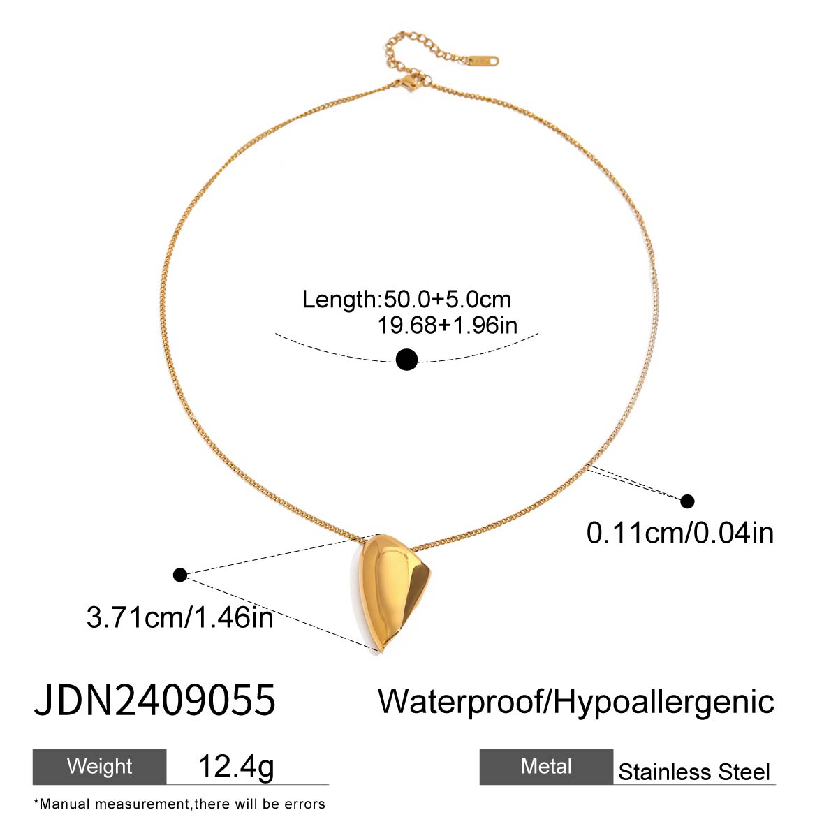Gold Heart Pendant Necklace for Women