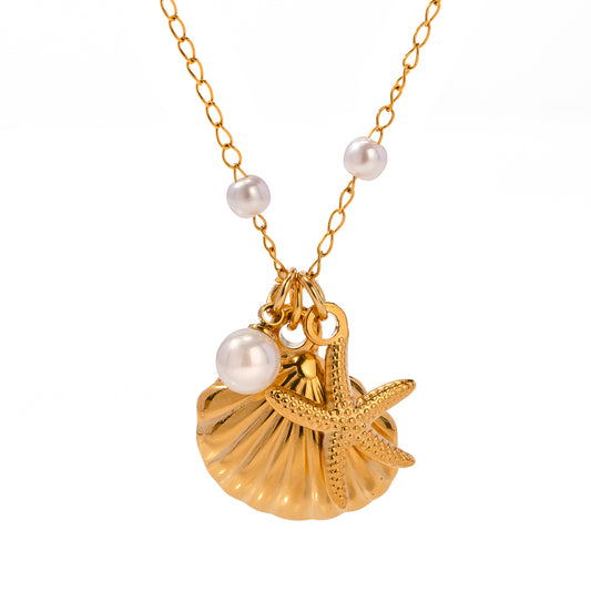 Shell & Starfish Pendant Necklace