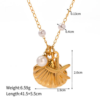 Shell & Starfish Pendant Necklace
