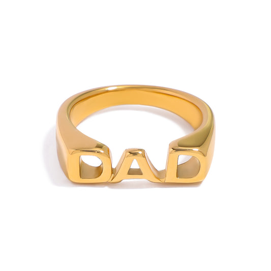 Gold “DAD” Statement Ring