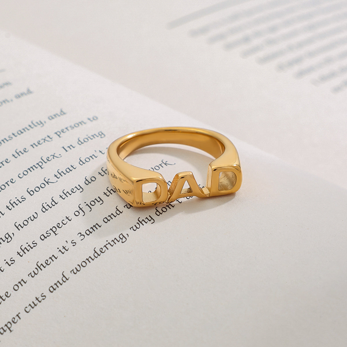 Gold “DAD” Statement Ring