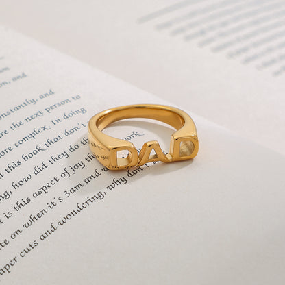 Gold “DAD” Statement Ring