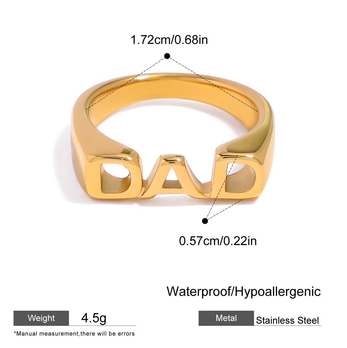 Gold “DAD” Statement Ring