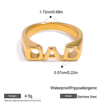 Gold “DAD” Statement Ring