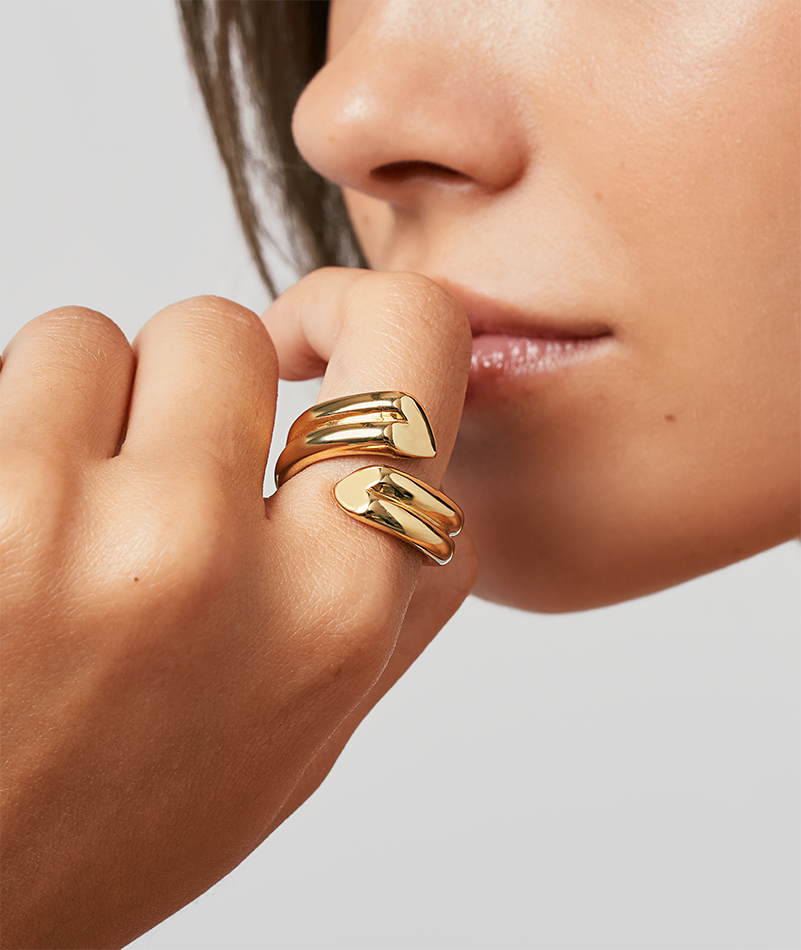 Gold Open Heart Ring