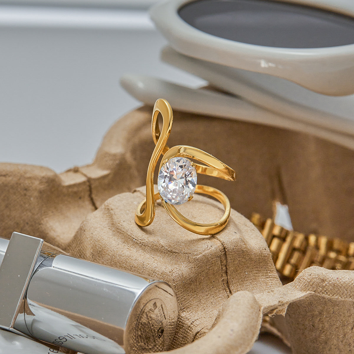 Sculptural Infinity Crystal Ring