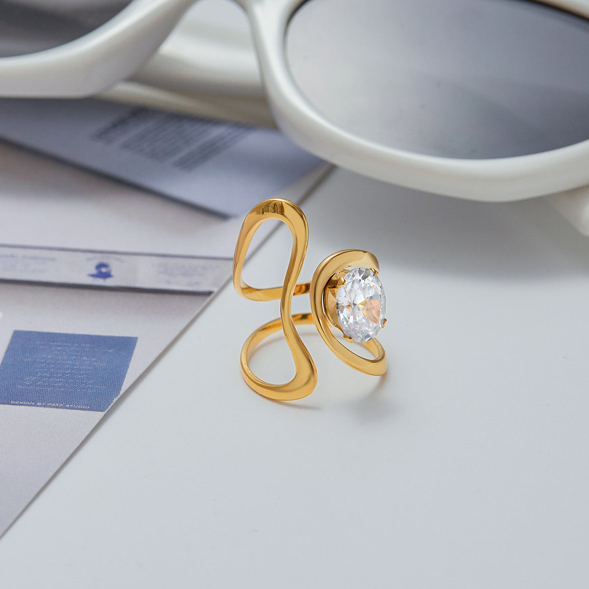 Sculptural Infinity Crystal Ring