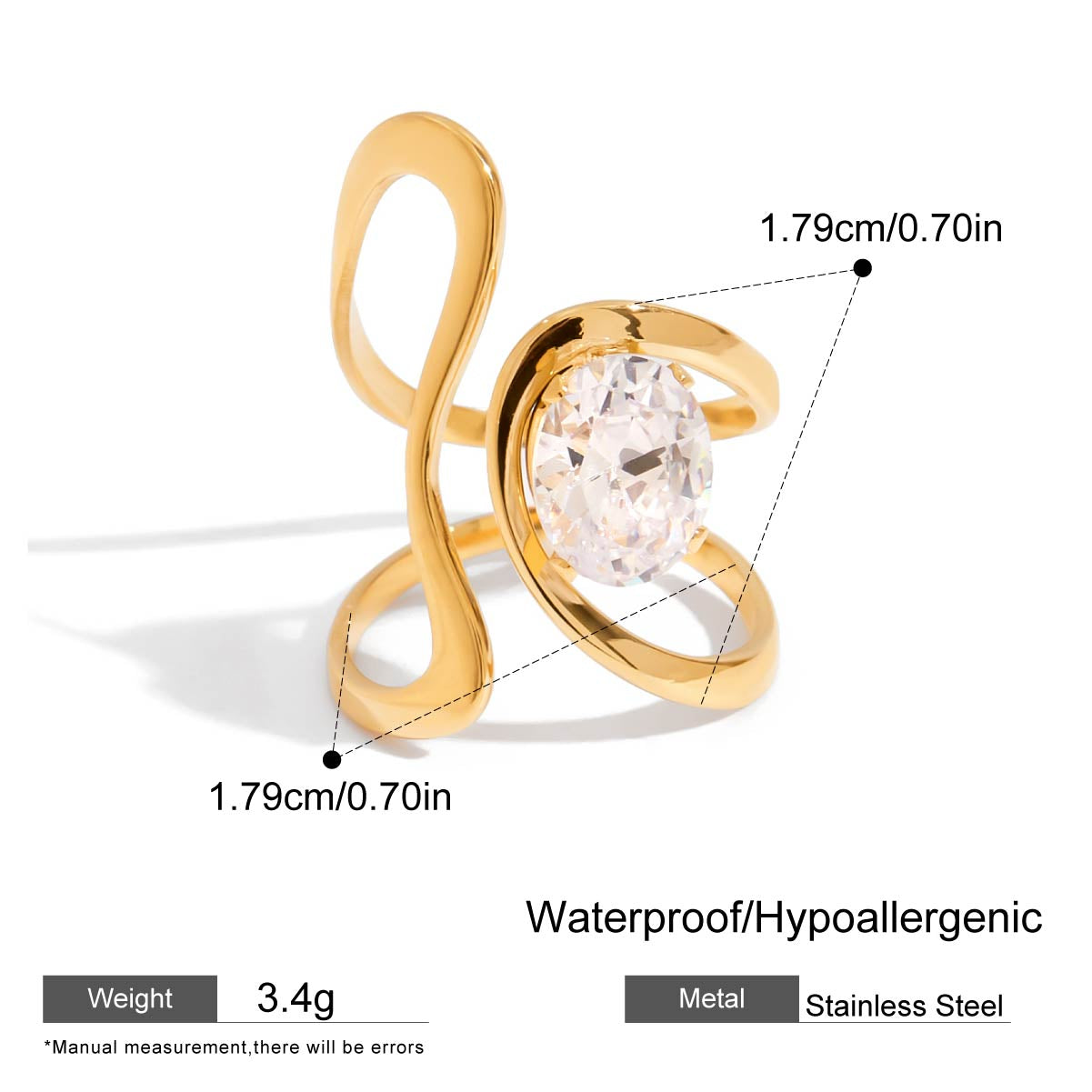Sculptural Infinity Crystal Ring