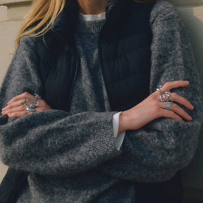 The Silver Molten Pebble Ring