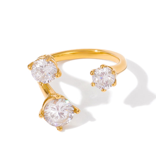 Triple Solitaire Adjustable Ring