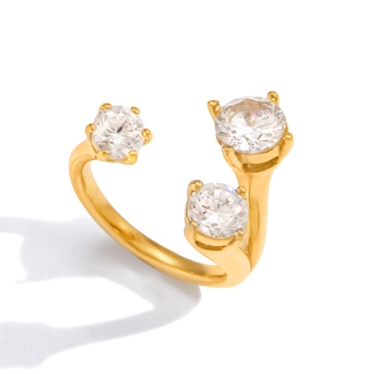Triple Solitaire Adjustable Ring