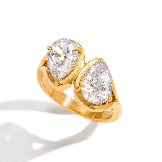 Double Teardrop Stone Ring