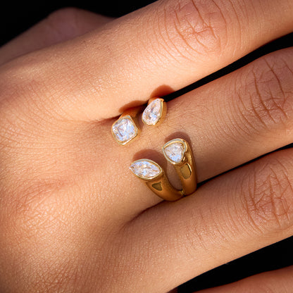 The Tetra Multi-Stone Open Ring