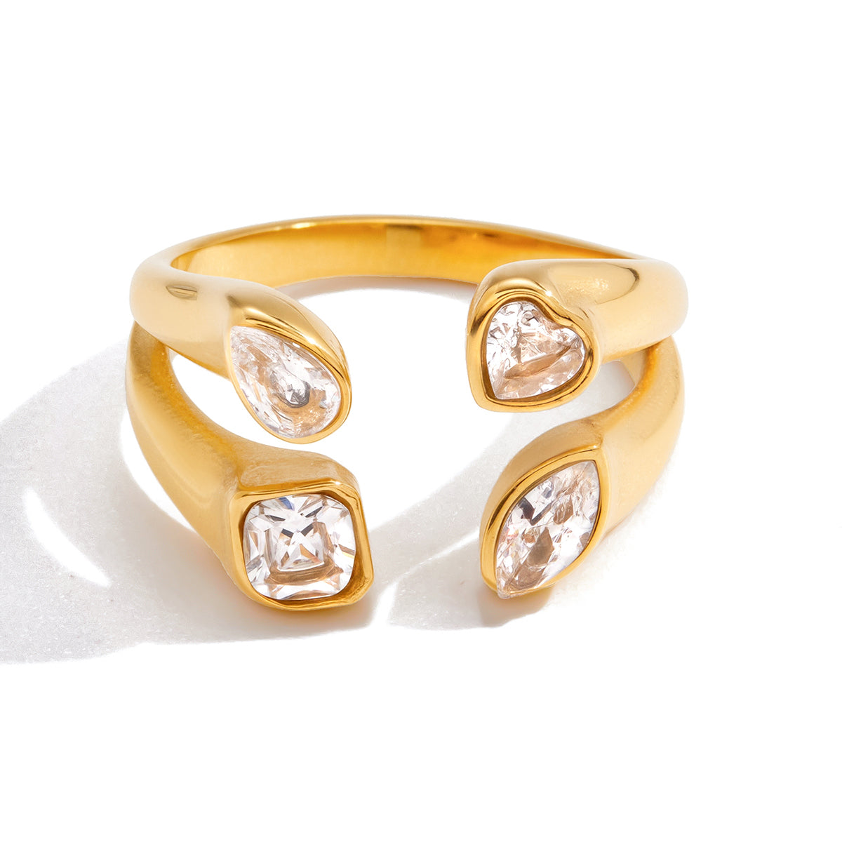 The Tetra Multi-Stone Open Ring