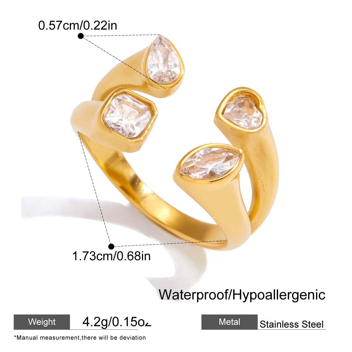 The Tetra Multi-Stone Open Ring