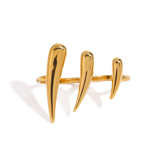 Bold Triple Claw Gold Ring