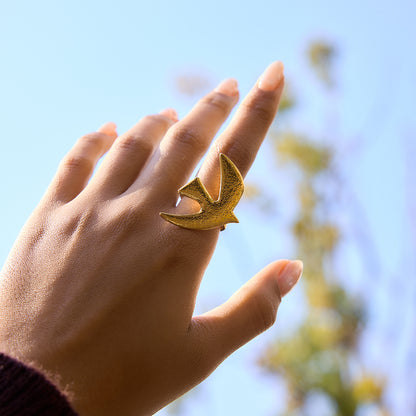 Textured Soaring Swallow Open Ring