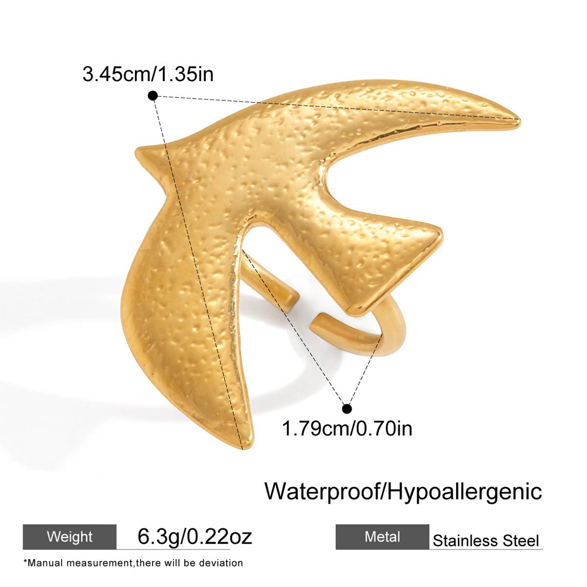 Textured Soaring Swallow Open Ring