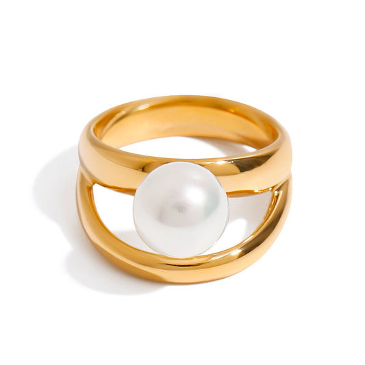 Modern Pearl Orbit Ring