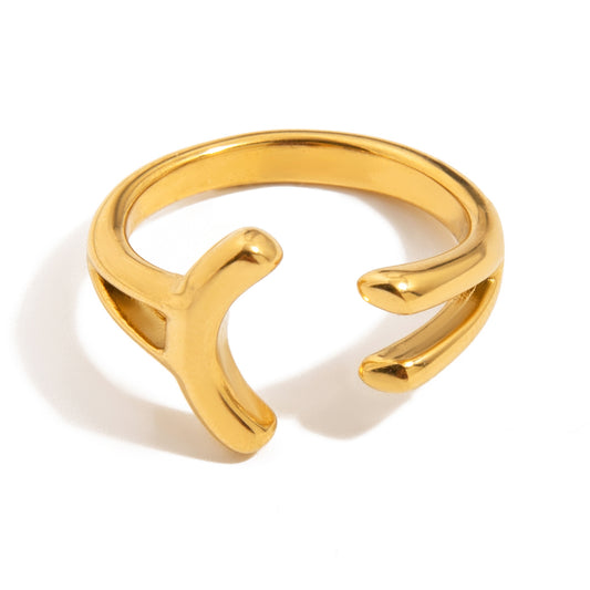 Open Wishbone Gold Ring