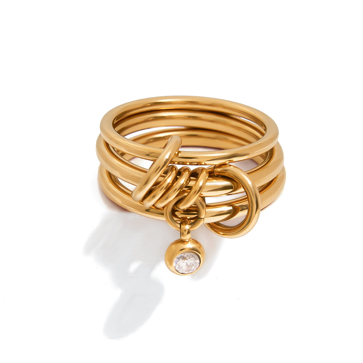 Multi‑Band Chain Charm Ring
