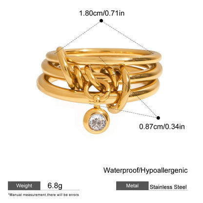 Multi‑Band Chain Charm Ring