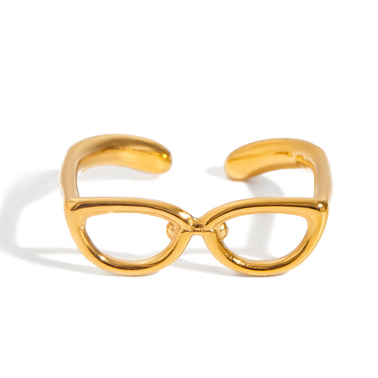 Gold Cat‑Eye Glasses Ring