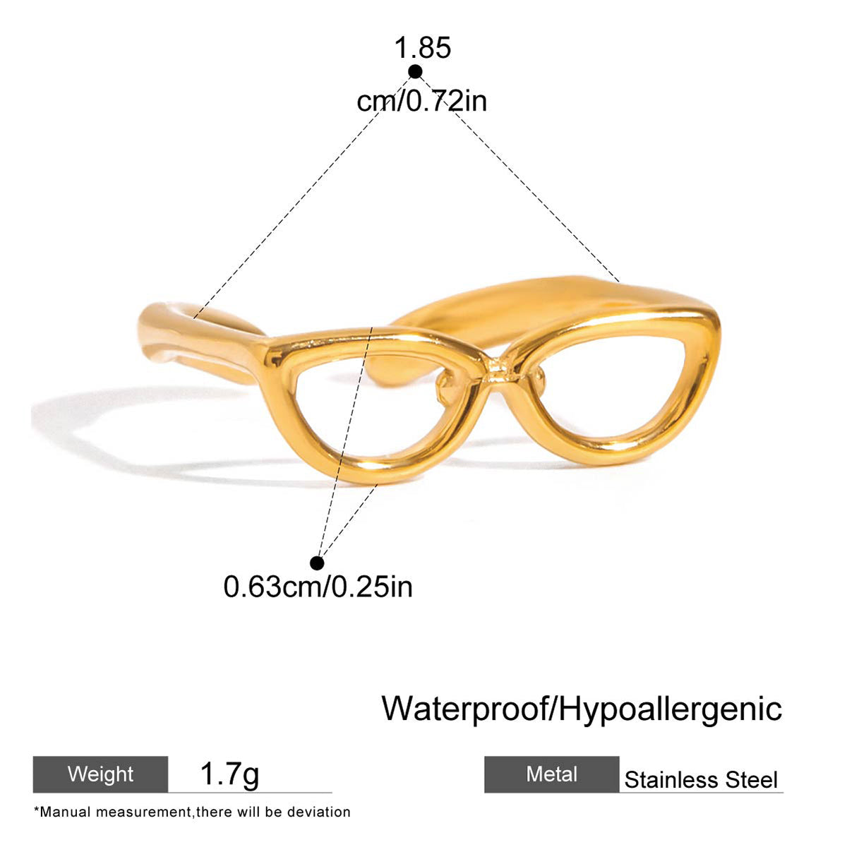 Gold Cat‑Eye Glasses Ring
