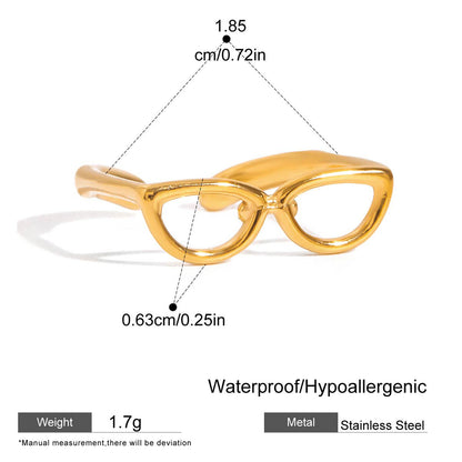 Gold Cat‑Eye Glasses Ring