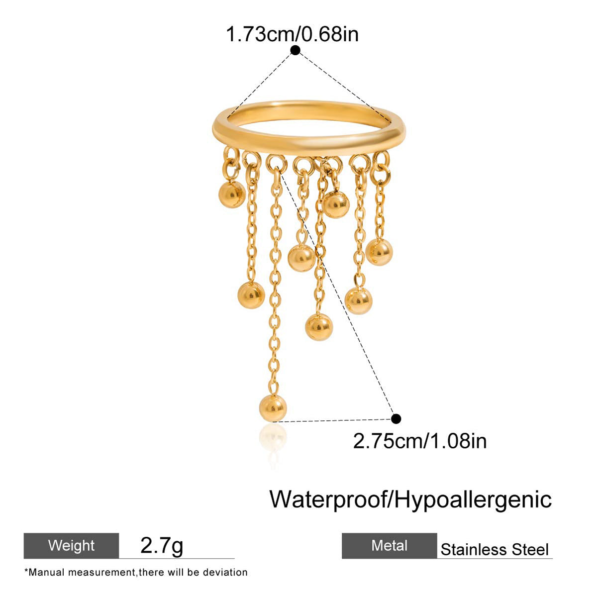 Fringe Chain Dangle Ring