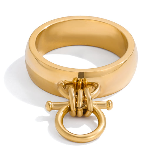 Bold Band Ring with Toggle Charm