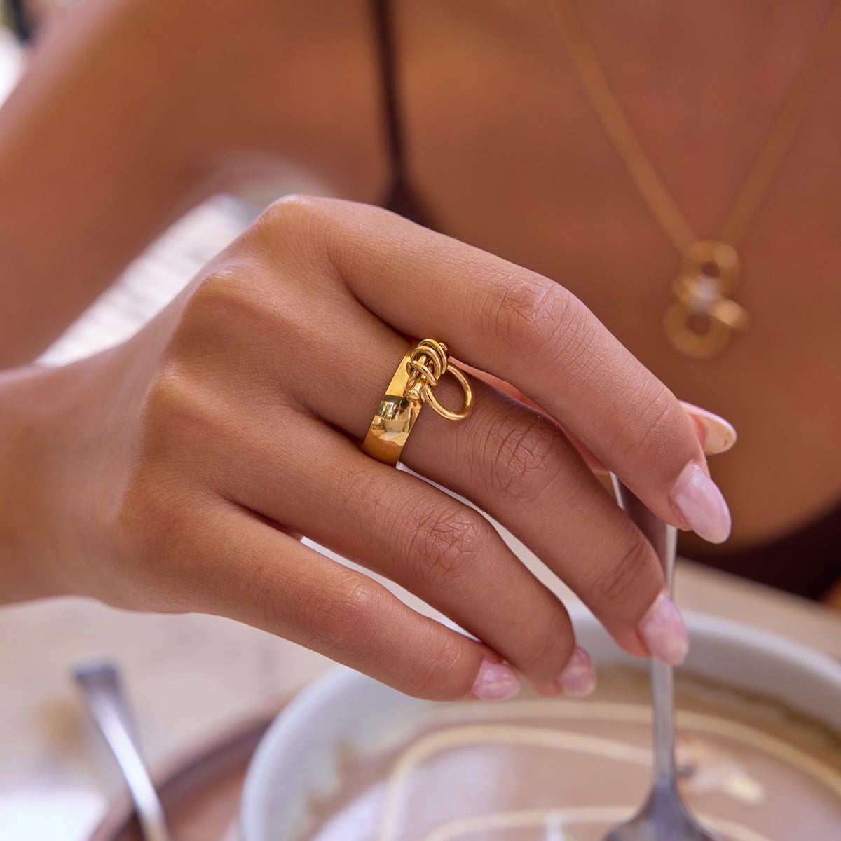 Bold Band Ring with Toggle Charm
