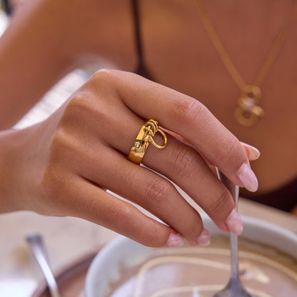Bold Band Ring with Toggle Charm
