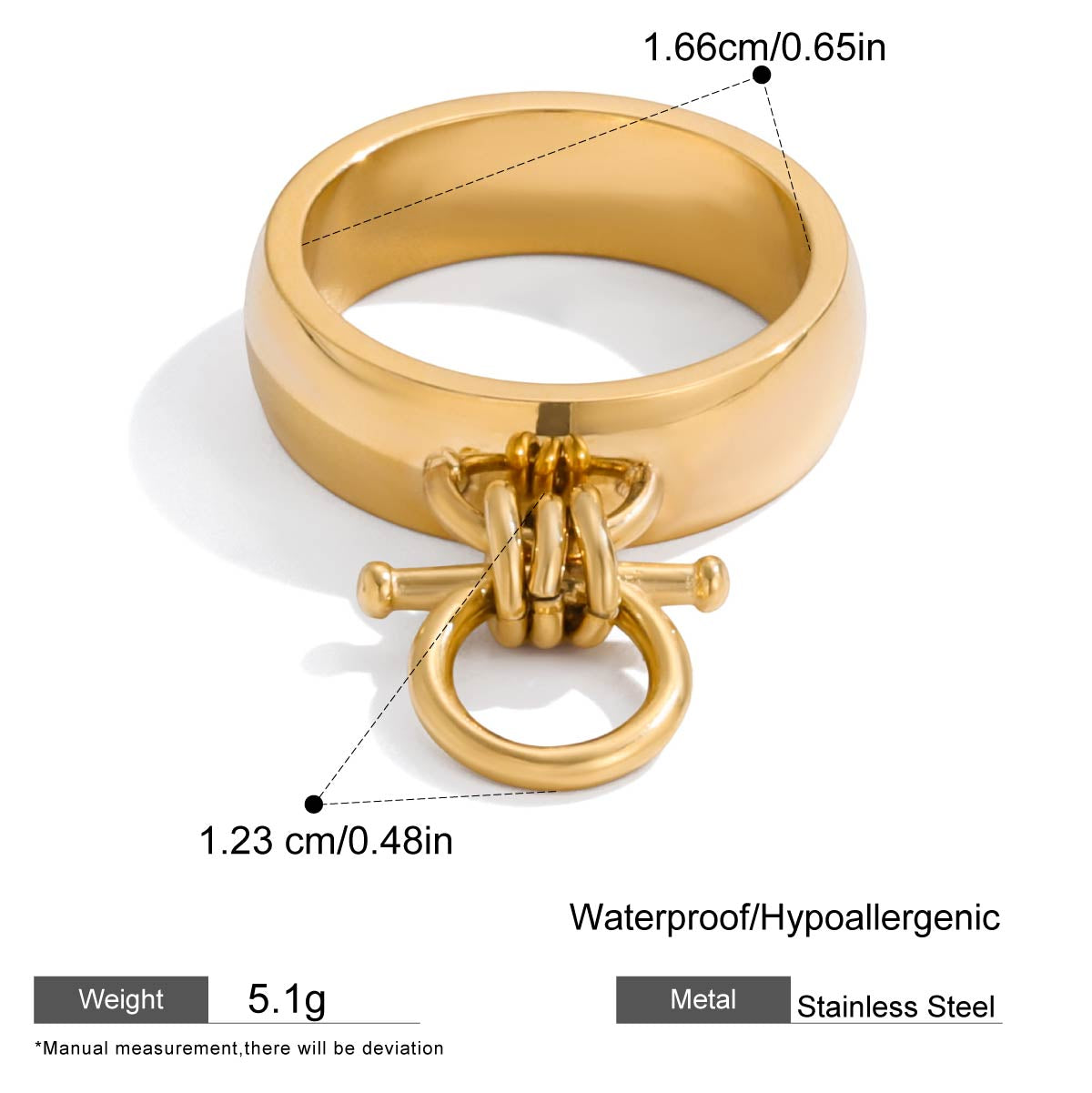 Bold Band Ring with Toggle Charm