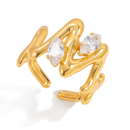 Abstract Twin‑Stone Open Ring