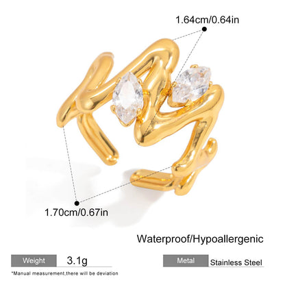 Abstract Twin‑Stone Open Ring