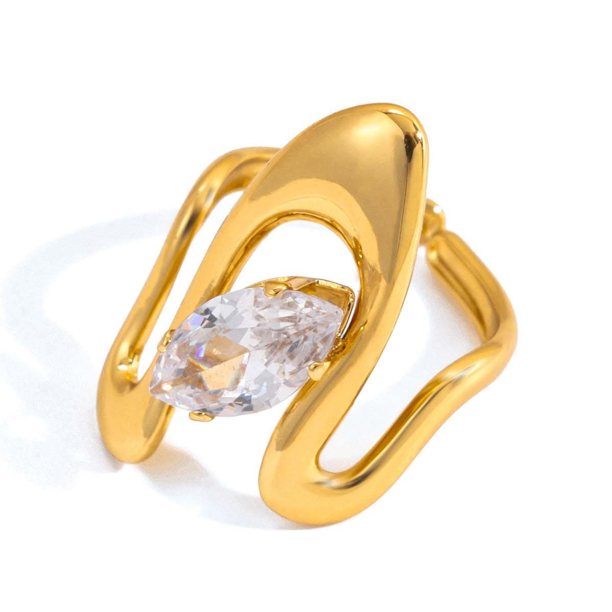 Marquise Crystal Sculptural Ring