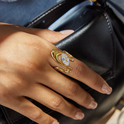 Marquise Crystal Sculptural Ring