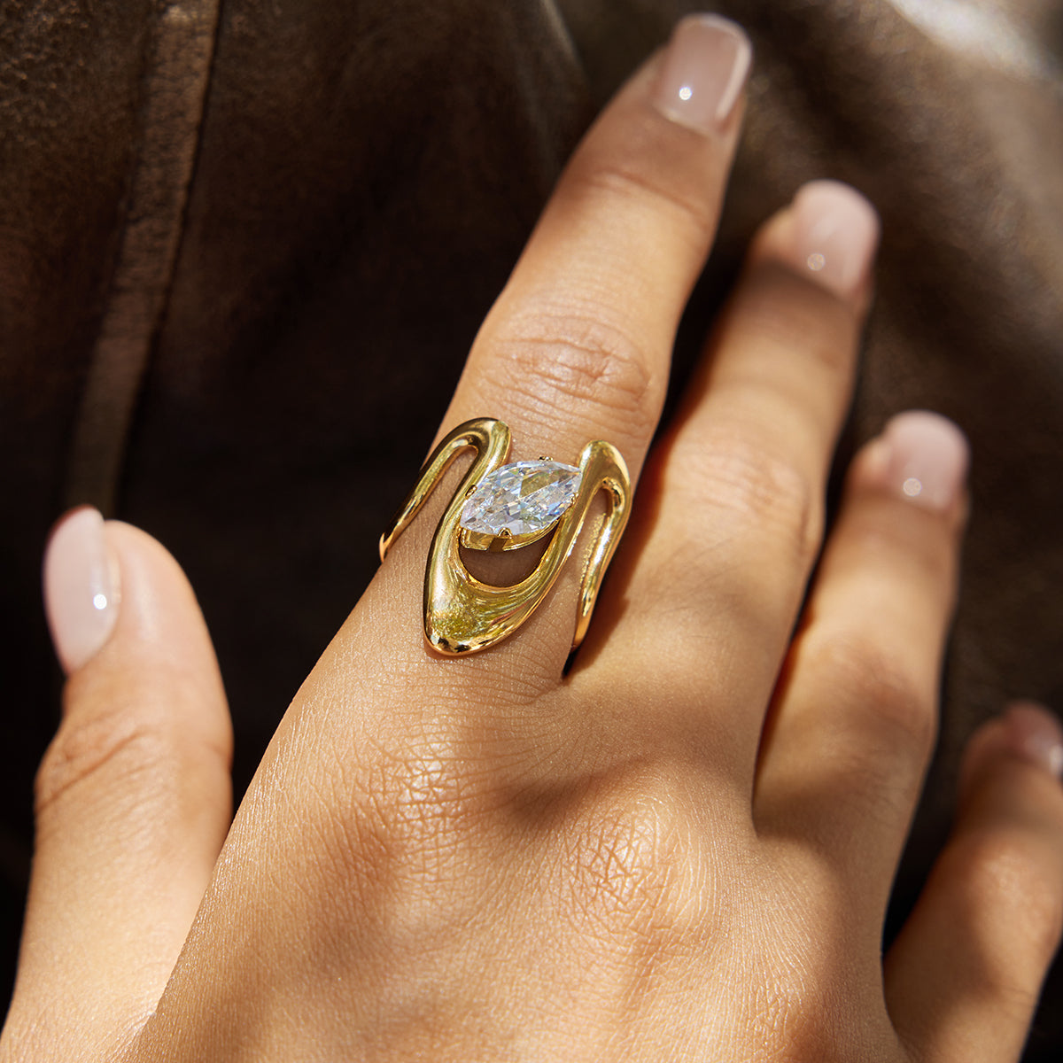 Marquise Crystal Sculptural Ring