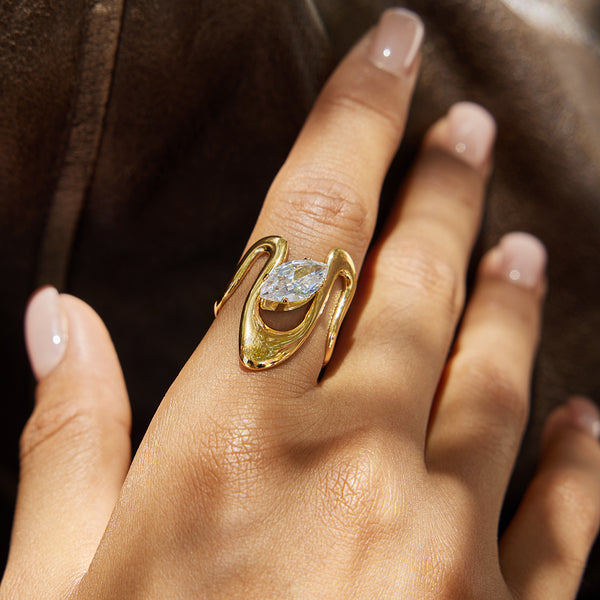 Marquise Crystal Sculptural Ring