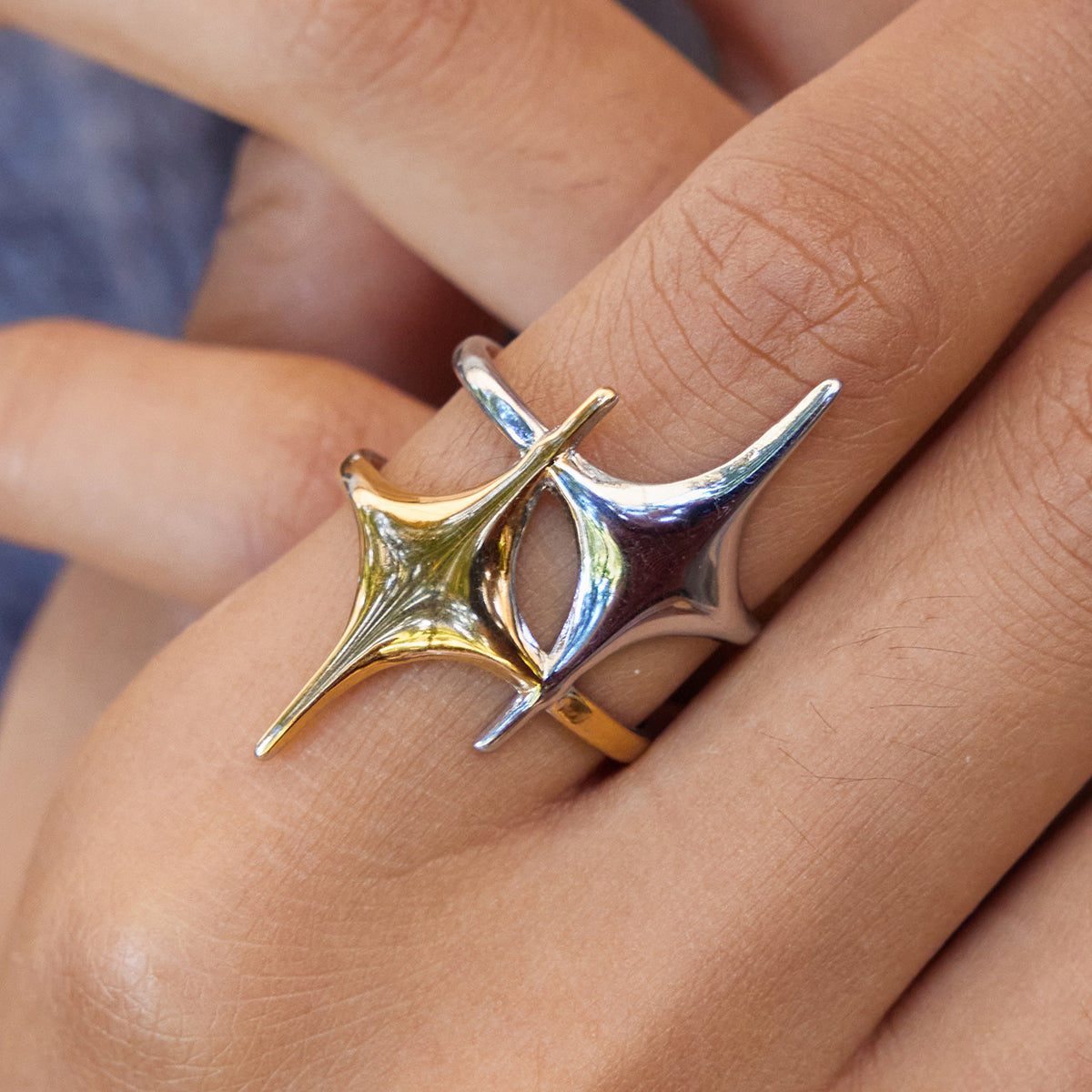 Two‑Tone Starburst Ring