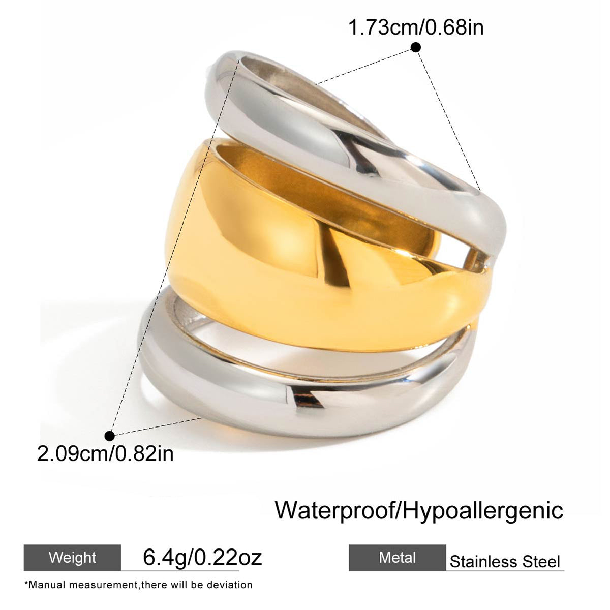Trinitas Mixed-Metal Triple Band Ring
