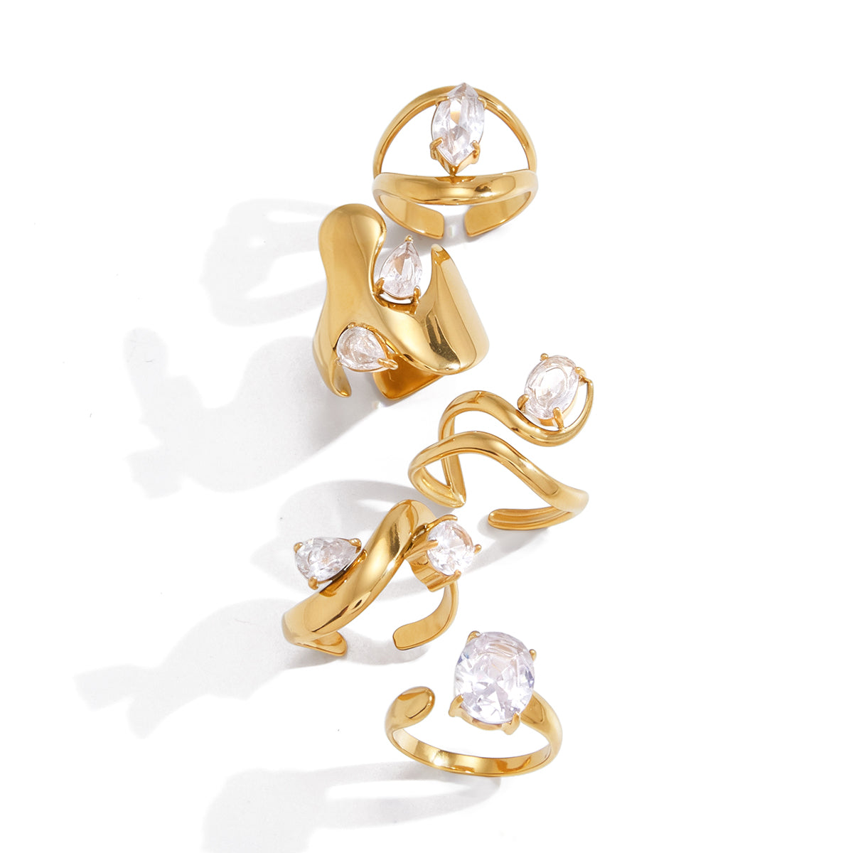 Ethereal Wave Solitaire Ring