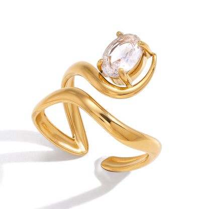 Ethereal Wave Solitaire Ring