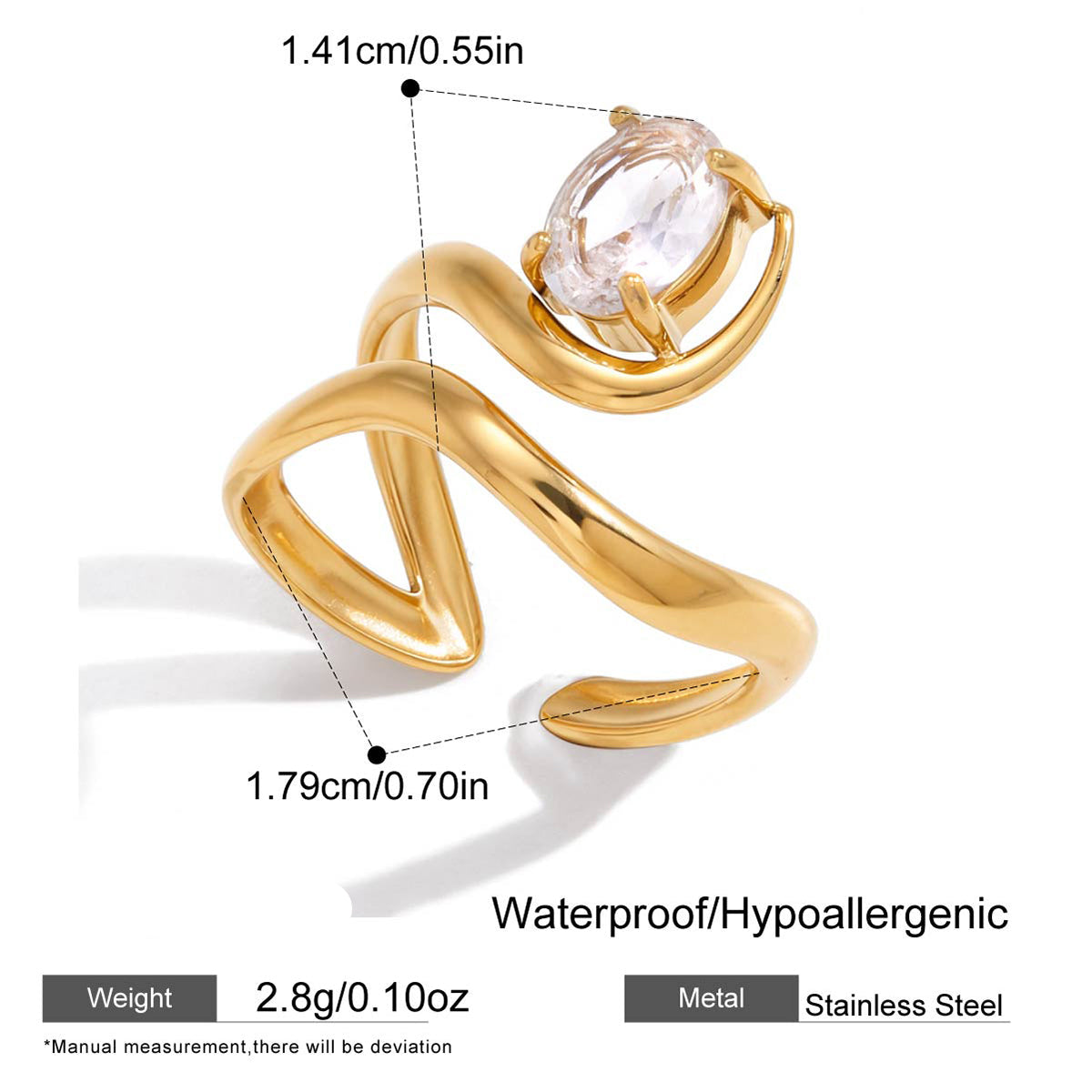 Ethereal Wave Solitaire Ring