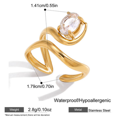 Ethereal Wave Solitaire Ring