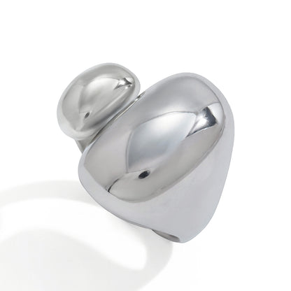 The Silver Molten Pebble Ring