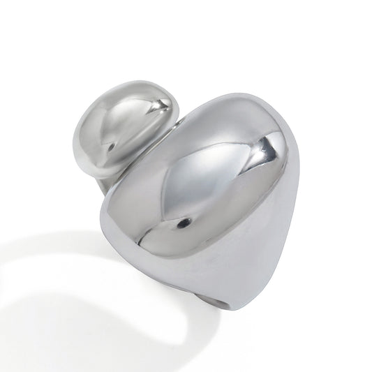 The Silver Molten Pebble Ring